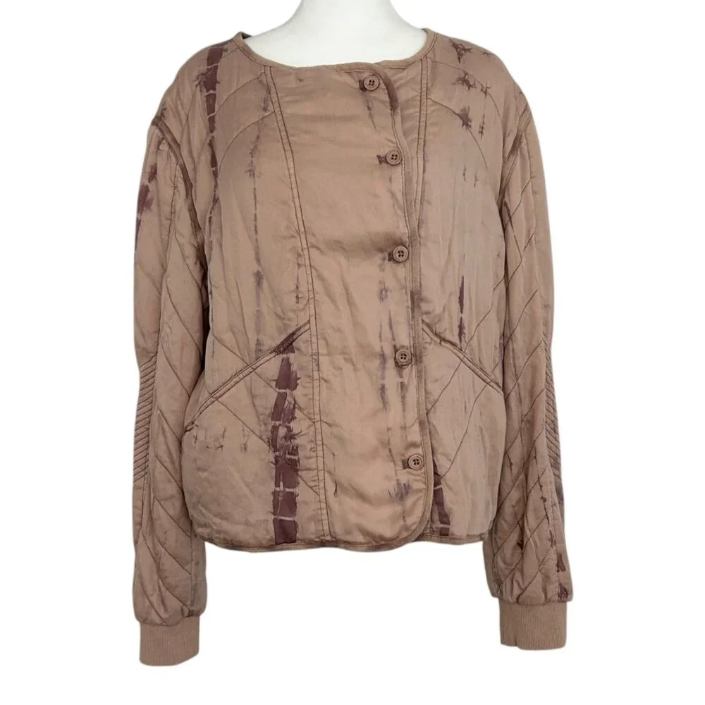 Marrakech Anthropologie Soft Quilted Tie Dye Bomber Moto Jacket NWT (M)